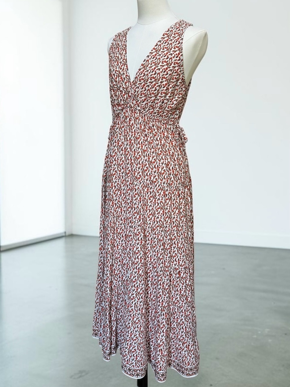 Max Studio Boho Sleeveless V-Neck Midi Dress in Rust Leopard Print! Small! - Picture 6 of 8